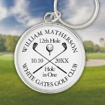 Porte-clés Trou de golf personnalisé en un classique moderne<br><div class="desc">Personalize the name,  location hole number and date to create a great keepsake to celebrate that fantastique c hole in one. Designed by Thisisnotme</div>