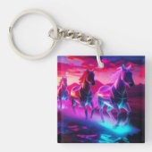 Porte-clés Troupeau électrique - Chevaux Synthwave (Devant)