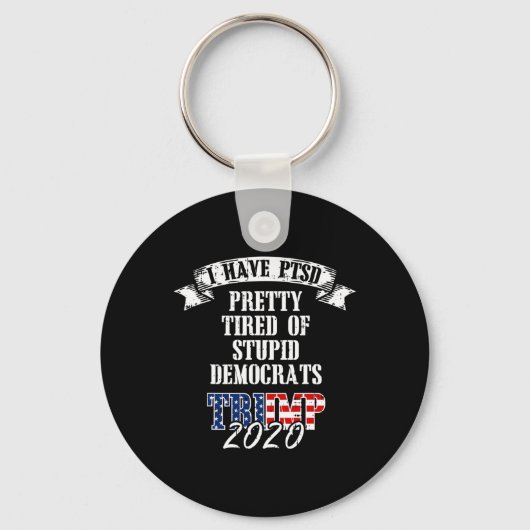 Porte-clés Trump 2020, Drapeau Américain Ptsd Gi, Démocrates (Recto)