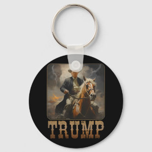 Porte-clés Trump 2024 Président Cow-boy Cheval à cheval Weste