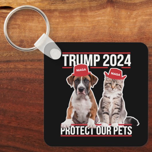 Porte-clés Trump 2024 Protégez nos animaux Chiens de chat MAG (Recto)