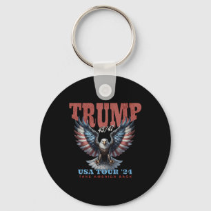 Porte-clés Trump 2025 Prenez l'Amérique en Vélo Vintage Rétro
