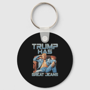 Porte-clés Trump a de super jeans drôle graphique rétro denim
