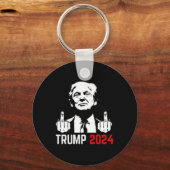 Porte-clés Trump arrête ce Doigts 2024 Amérique Flagfun (Recto)