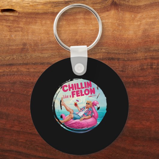 Porte-clés Trump Chillin Comme Un Felon Summer Retro Pool Flo (Recto)