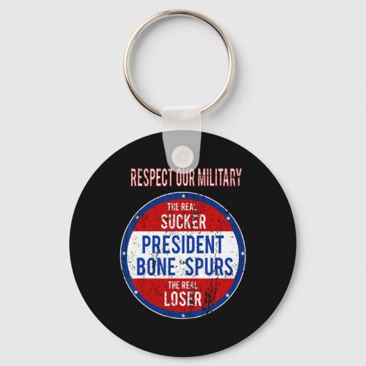 Porte-clés Trump Sucker Loser Nous Respectons Notre Armée (Recto)