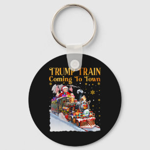 Porte-clés Trump Train Arrive À La Ville Drôle Noël Père Noël