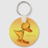 Porte-clés Tu me manques triste petit canard jaune de dessin  (Recto)