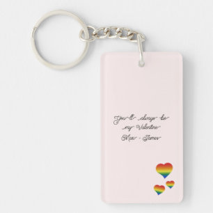 Porte-clés Tu seras toujours mon Valentin Drapeau LGBT coeurs