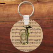 Porte-clés Tuba ~ Avec Arrière - plan Sheet Music (Recto)