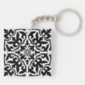 Porte-clés Tuile marocaine - blanc avec l'arrière - plan noir (Dos)