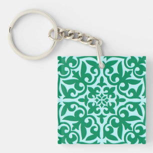 Porte-clés Tuile marocaine - turquoise et aqua
