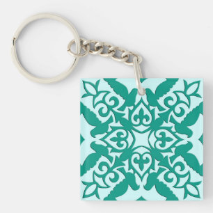 Porte-clés Tuile marocaine - turquoise et aqua