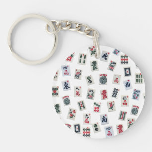 Porte-clés tuiles et motifs de symboles de MahJong