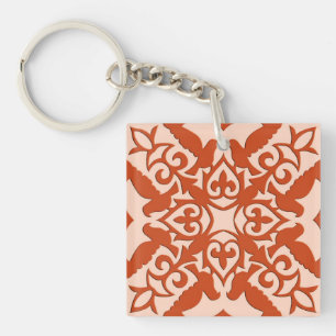 Porte-clés Tuiles marocaines - corail orange et pêche