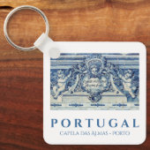 Porte-clés Tuiles murales portugaises bleues et blanches avec (Recto)