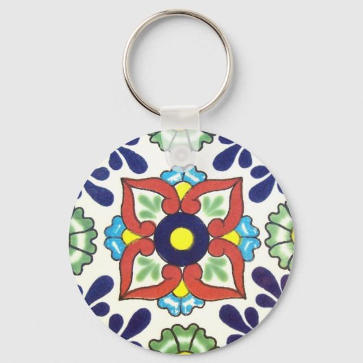 Porte-clés Tuiles Talavera mexicaines (rouge, vert, jaune, bl (Recto)