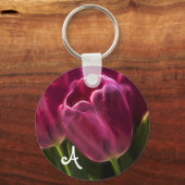 Porte-clés Tulipe rose fractée avec Monogramme (Recto)