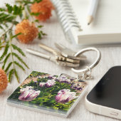 Porte-clés Tulipes à rayures blanches et violettes (Devant Droit)