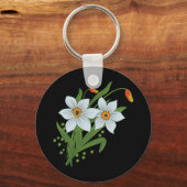 Porte-clés Tulipes et jonquilles Fleurs Arrière - plan noir (Recto)