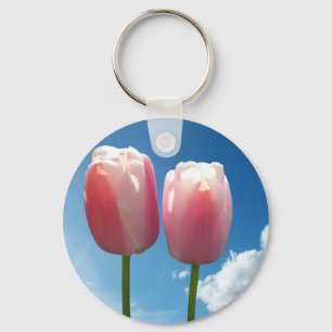 Porte-clés Tulipes fleurs dans un ciel bleu