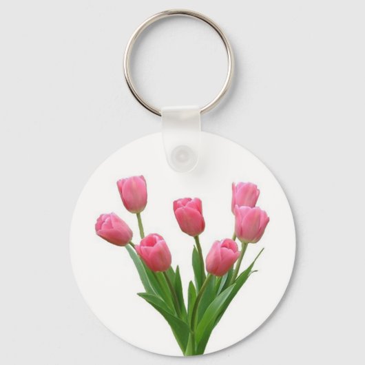 Porte-clés tulipes roses - personnalisable (Recto)