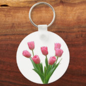 Porte-clés tulipes roses - personnalisable (Recto)
