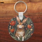Porte-clés Tulipes rouges Brown de lapin William Morris inspi (Verso)