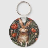 Porte-clés Tulipes rouges Brown de lapin William Morris inspi (Verso)