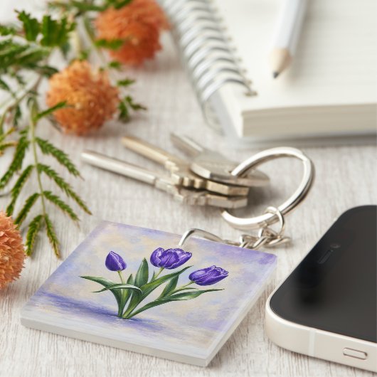 Porte-clés Tulipes violettes (Devant Droit)