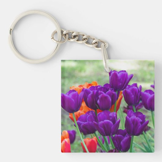 Porte-clés Tulipes violettes foncées puzzle (Devant)