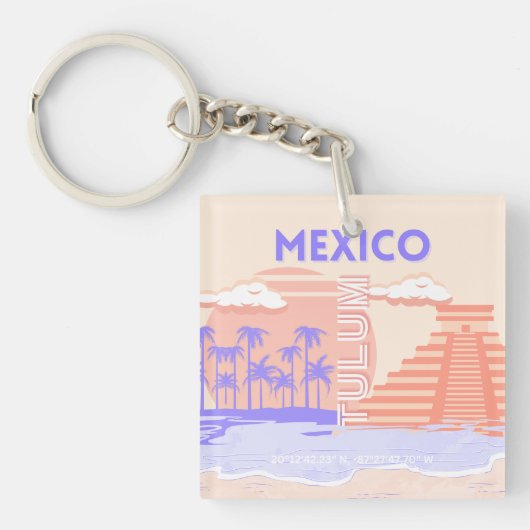 Porte-clés Tulum, Art de voyage, Art rétro (Devant)