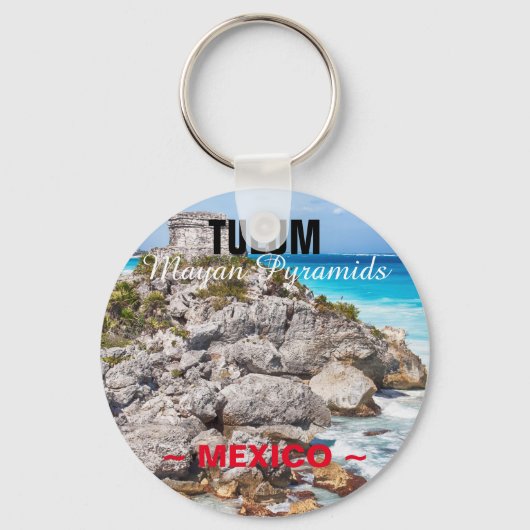 Porte-clés Tulum Mayan Pyramids Mexico Button Keychain (Recto)