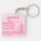 Porte-clés Tulum, Mexique, Art Voyage, Art Rose (Dos)