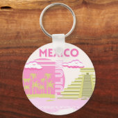 Porte-clés Tulum, Mexique, Art Voyage, Rose (Verso)