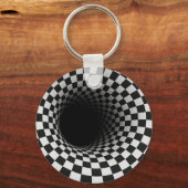 Porte-clés Tunnel d'illusion optique en noir et blanc (Recto)