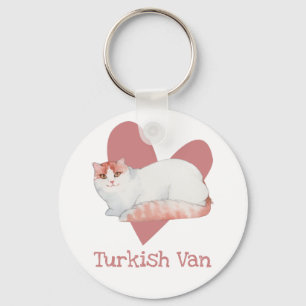 Porte-clés Turc Van Chat Aquarelle Kitty Coeur rose