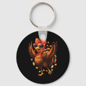 Porte-clés Turkey Dancing Turkey Day Womens Fall Cute Bow Tha (Recto)