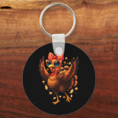 Porte-clés Turkey Dancing Turkey Day Womens Fall Cute Bow Tha (Recto)