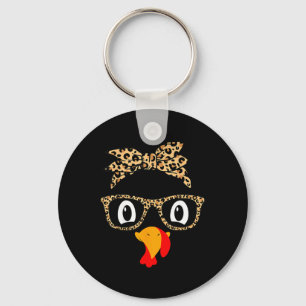 Porte-clés Turquie Face À Gles Leopard tête Thanksgiving Femm