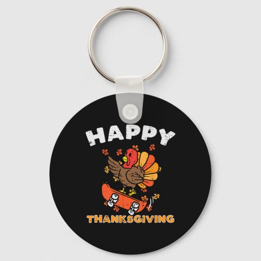 Porte-clés Turquie Skateboard Bon thanksgiving mignon Automne (Recto)