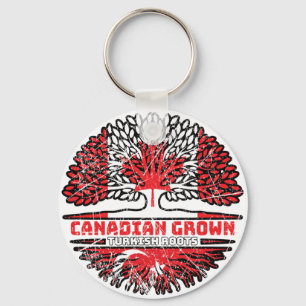 Porte-clés Turquie Turc Drapeau canadien des racines d'arbre