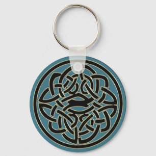 Porte-clés Turquoise Black Gold Metal Celtic Knot Keychain