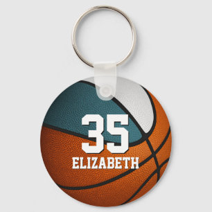 Porte-clés turquoise blanc équipe de sports couleurs fille ga