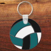 Porte-clés Turquoise, blanc et noir, Porte - clés de volley-b (Verso)