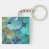 Porte-clés Turquoise bleu jaune rose hydrangée fleurs meilleu (Dos)