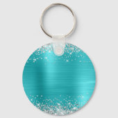 Porte-clés Turquoise Bleu Paillettes Argentées Douce 16 (Verso)