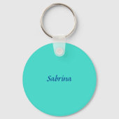 Porte-clés Turquoise Bleu Professionnel Moderne Nom élégant (Verso)