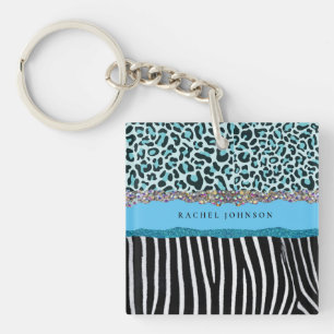 Porte-clés Turquoise Bleu Sarcelle Féminin Moderne Glam Rétro