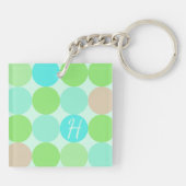 Porte-clés Turquoise Bleu Vert & Cercles Orange Monogramme (Dos)